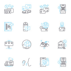 digital wallet linear icons set secure vector image