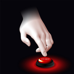 finger presses the red power button vector image