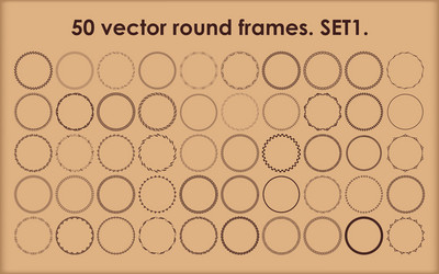 set of 50 round frames in different styles vector image