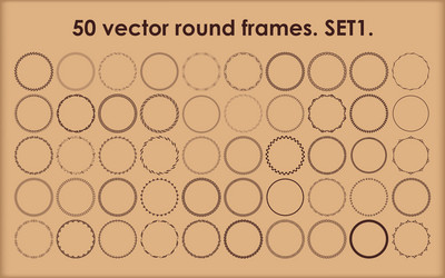 Set of 50 round frames in different styles vector