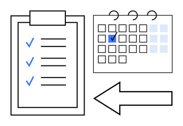 task checklist and calendar planning with arrow vector image