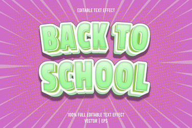 back to school editable text effect 3 dimension vector image