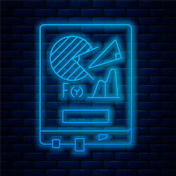 glowing neon line board with graph chart icon vector image