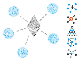 line mosaic ethereum net structure icon vector image