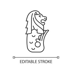 Merlion statue linear icon vector