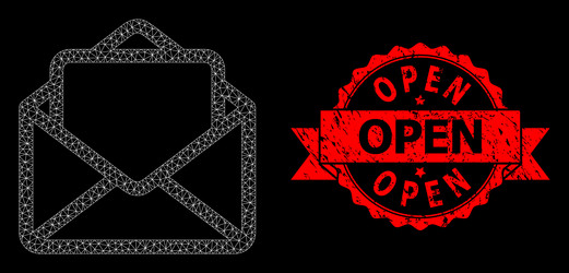 rubber open seal and web mesh letter vector image