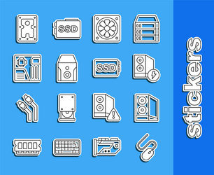 set line computer mouse case of cooler vector image