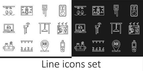 set line portable sensor smart farming technology vector image