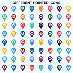 colorful location pointer icon set collection vector image