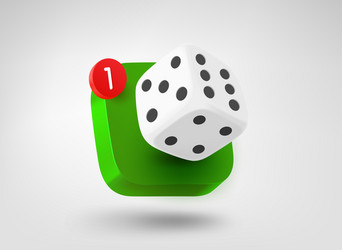 Dice on app button 3d mobile application icon vector