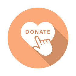 donate icon with long shadow for graphic and web vector image