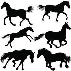 Horse Silhouettes - Dynamic Movement Vector Image