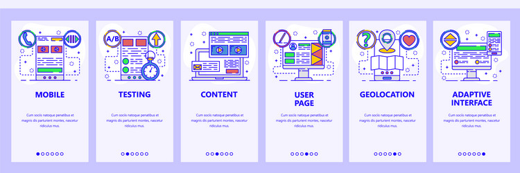 Mobile app onboarding screens software vector