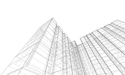 Multi-Story Building Wireframe Model vector image