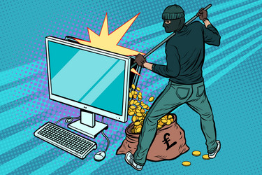 online hacker steals pound money from computer vector image