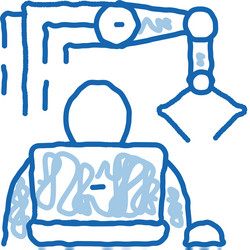 programming robot doodle icon hand drawn vector image