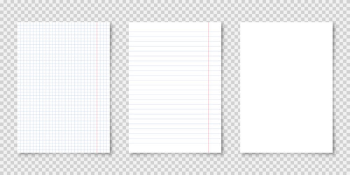 realistic blank lined paper sheets in a4 format vector image