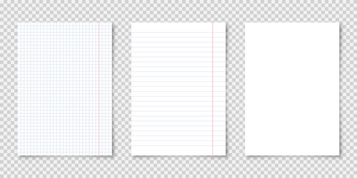 realistic blank lined paper sheets in a4 format vector