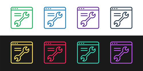 set line browser setting icon isolated on black vector image