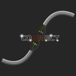 abstract connection of two broken wires through vector image