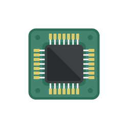 board cpu icon flat digital microchip vector