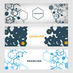 set abstract modern pattern of hexagons circuits vector