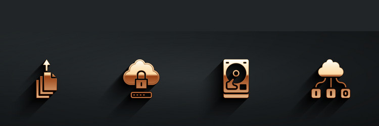 set data export cloud computing lock hard disk vector image