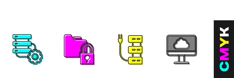 set server and gear folder lock cloud vector image
