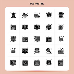 solid 25 web hosting icon set glyph style design vector image