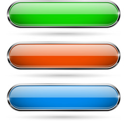 colored glass 3d buttons with chrome frame oval vector