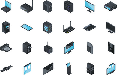 technology hardware device computer icons set vector image