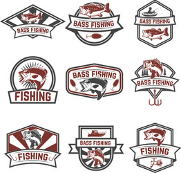 Bass Fishing Emblem Collection Vector Image