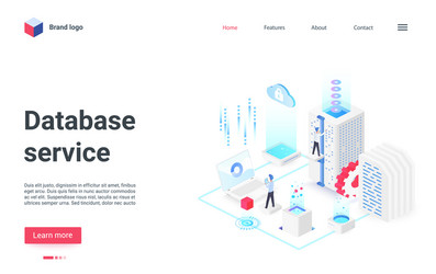 database management service isometric landing page vector