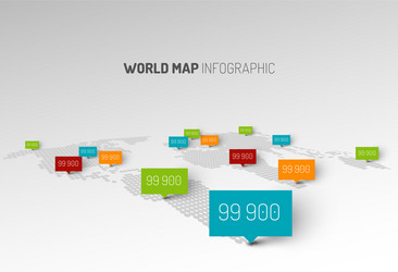 Light world map with droplets pointer marks vector