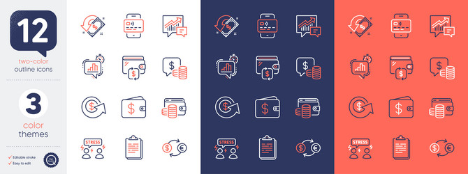 set of currency exchange statistics timer vector image