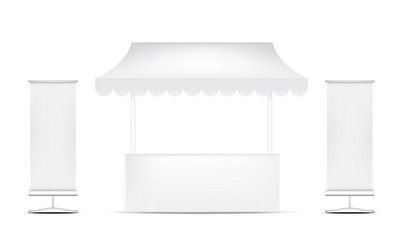 3d mock up realistic kiosk display booth vector image