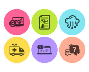 bitcoin chart online help and cloud storage icons vector image
