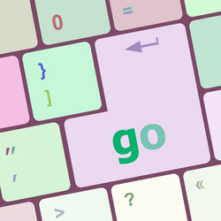 Go word on keyboard key notebook computer button vector