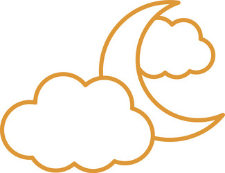 Moon with clouds line style icon design vector