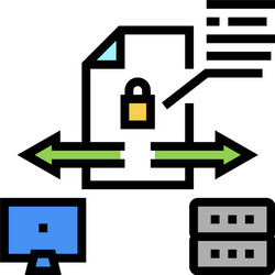 Secure file upload computer server color icon vector