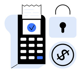 secure payment system with card terminal lock vector image