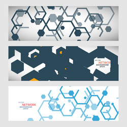 set abstract modern pattern of hexagons circuits vector image