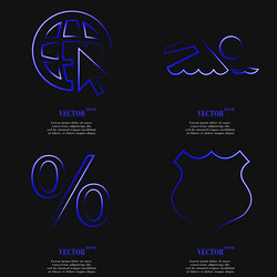 Set of fashionable blue icons trending symbols vector