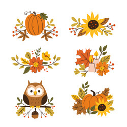 Autumn decorative arrangements vector