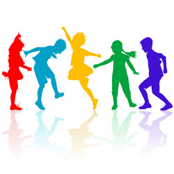 Colorful Silhouettes of Children Playing Vector Image