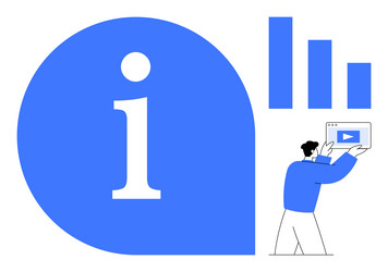 man presenting video tutorial with information vector image