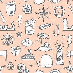 Pirate Seamless Pattern - Nautical Theme vector image