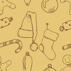 seamless pattern background with sketch christmas vector image