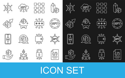 set line binary code nft blockchain technology vector image