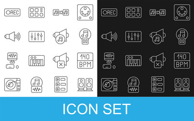 set line stereo speaker bitrate pause button vector image